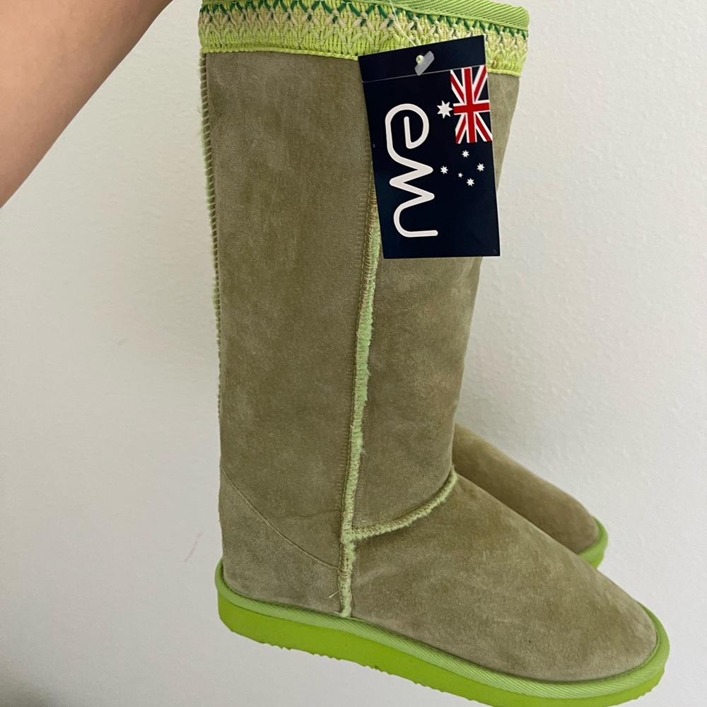 Vintage Y2K Emu Green Suede Boots
